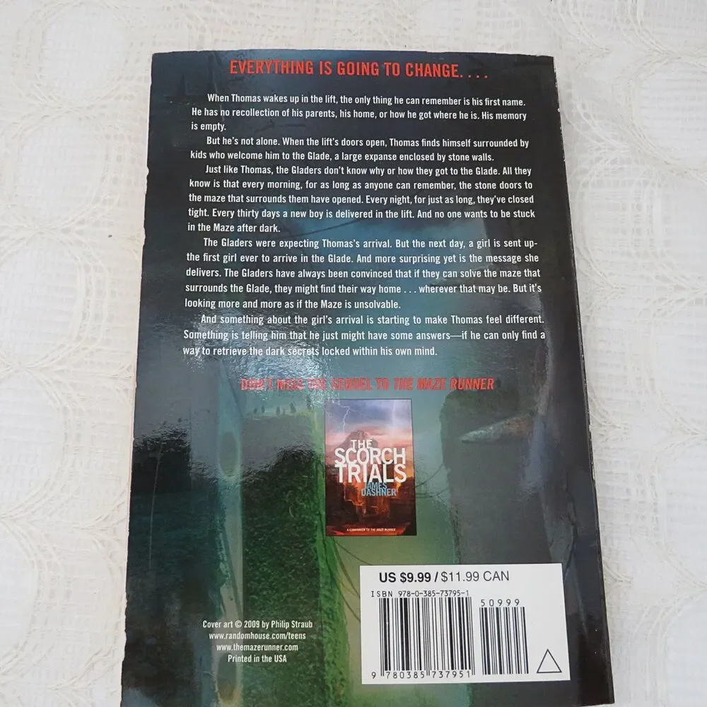 Maze Runner First Trade Paperback Book James Dashner Dystopian Science Fiction